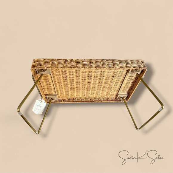 Natural Woven Tray Brass Handles & Foldable Legs - Hearth & Hand Magnolia Target - Picture 8 of 9